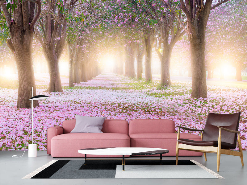 Peel and Stick Made In-House Print For Living Room, Lounge Area "Blooming Trees"