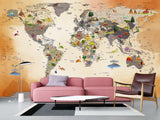 Peel and Stick Vinyl children's world map “Interesting journey” for the children's room