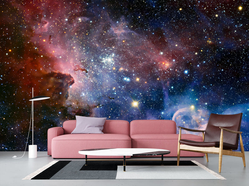 Non-Woven Wallpaper Full Wall Mural – “Star Cluster in the Infinite Universe” – Print for Bedroom or Living Room