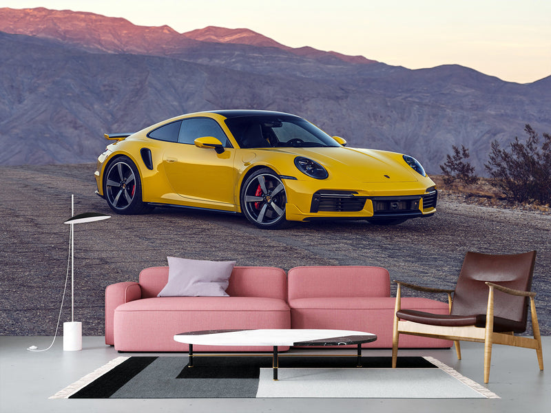 Peel and Stick Mural All Wall Wallpaper Sport Car Wall Art – 3D Porsche Self-Adhesive Wallpaper Decal for Bedroom, Kitchen, or Lounge