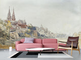 Non-Wowen Mural Full Wall Vintage Desing for Living Room or Bedroom "View of Basel, Switzerland" – William Callow
