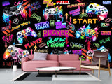 Modern Vibrant Vinyl Wallpaper Peel and Stick “Adrenaline of Victory” – Perfect for Video Game Lovers, Bedroom, Living Room, and Kids’ Room Desing