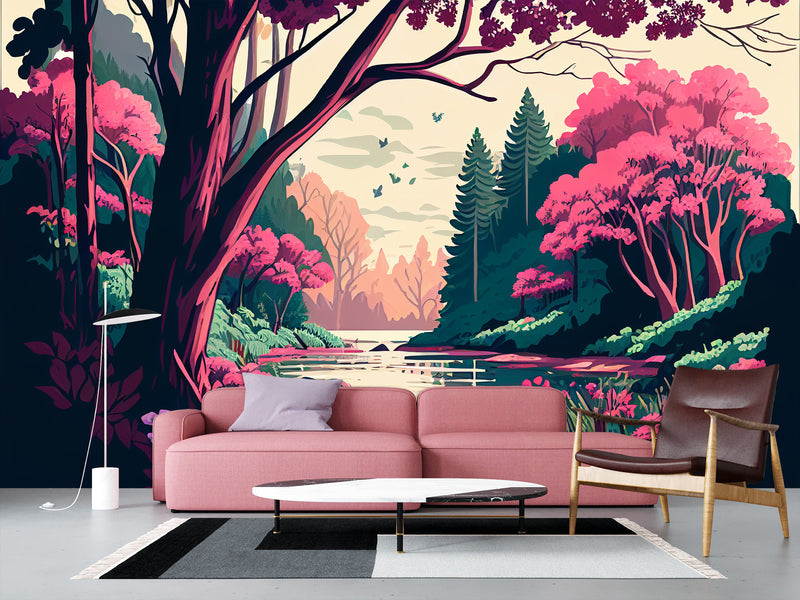 Art Print Non-Woven Wall Mural "Spring Landscape" for Living Room, Kids Room, Decor for Office, Bedroom 🌸