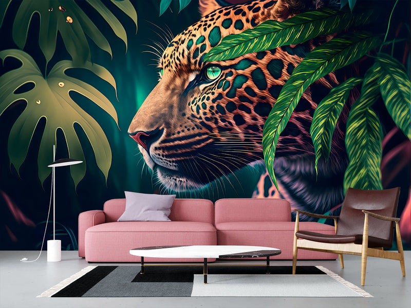 Modern Peel and Stick Photo Wallpaper for Living Room or Bedroom – "Jaguar" Wall Print