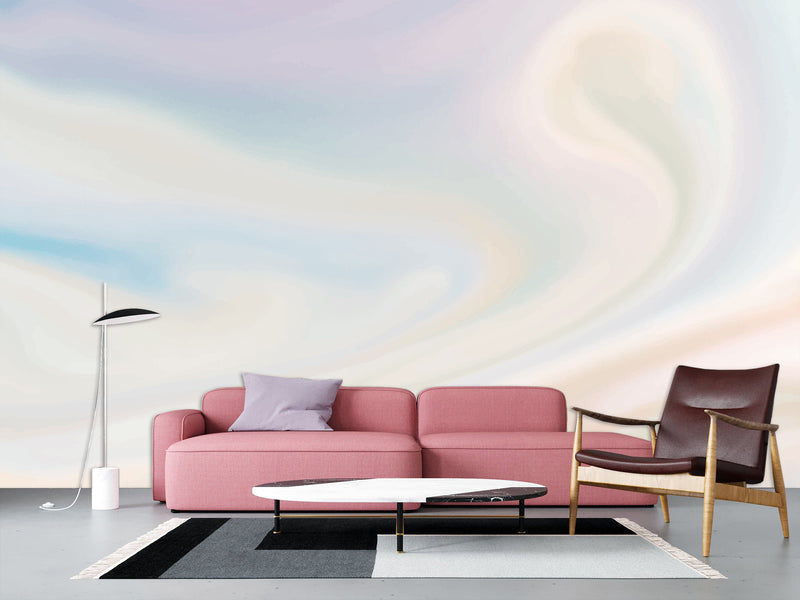 Art Print Non-Woven Full-Wall Wallpaper Modern Combination Of Trendy Colors 'Pastel Mix Of Blue And Pink' For Living Room, Bedroom, Kids Room 🎨