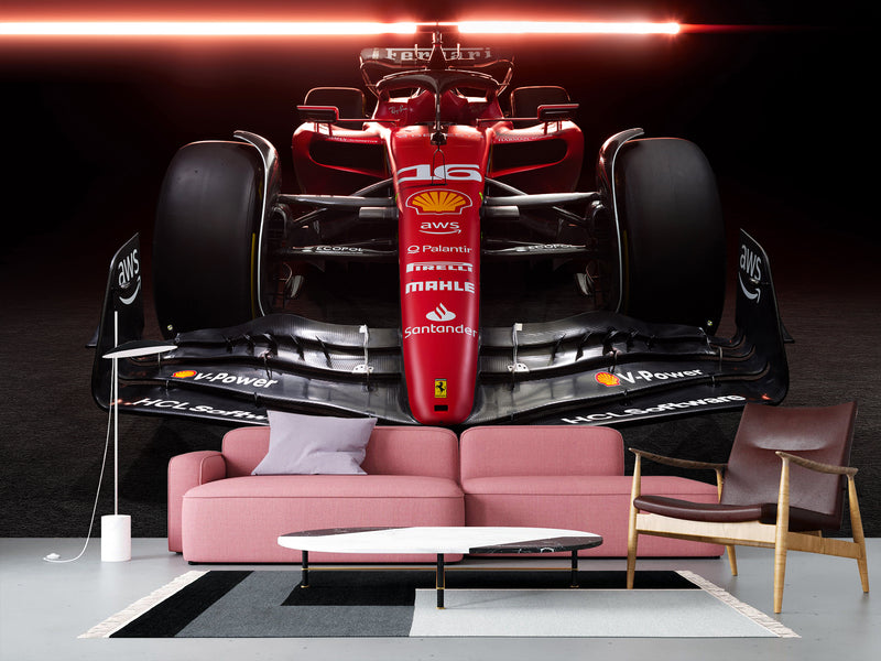 Non-Woven Photo Wallpaper for Gym or Office Red Ferrari Wall Mural