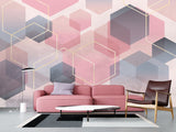Abstract Modern Non-Woven Wall Mural 'Pink Honeycombs', Decor for Office, Bedroom, Living Room