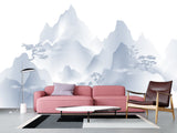 Peel & Stick Mural For Full Wall Minimalist Japanese Mountain Landscape Mural for Home Desing