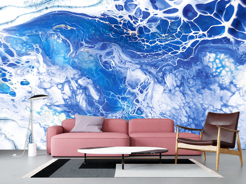 High-Quality Wallpaper With Abstract Design Vinyl Wallpaper Peel and Stick Eco-Paint Wall Mural For Bedroom, Living Room 'Abstraction: Blue Fantasy' 🌌