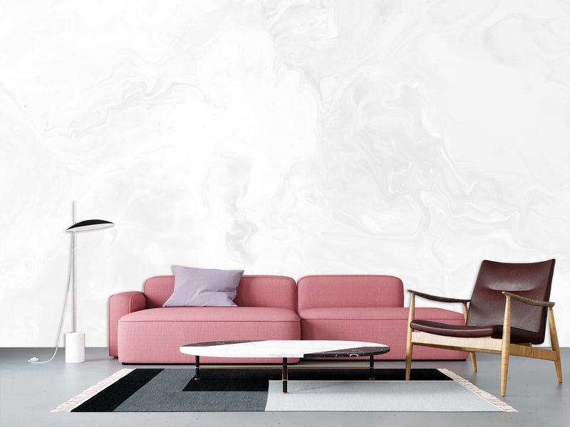 White Self-Adhesive Full-Wall Wallpaper Art – "Minimalist Abstraction in White" for Living Room or Lounge