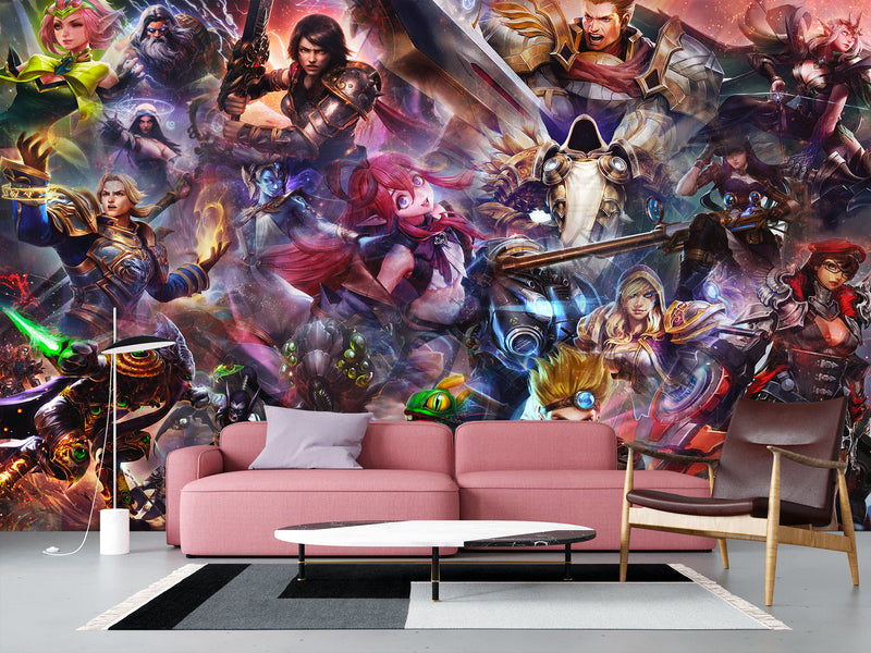 Non-Toxic, Child-Safe Traditional Wall Mural – "Heroes with Magical Powers" Anime Theme for Bedroom or Office