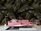 Floral Full-Wall Print Non-Woven Photo Wallpaper Tropical Design For Office Or Bedroom "Banana Leaves"