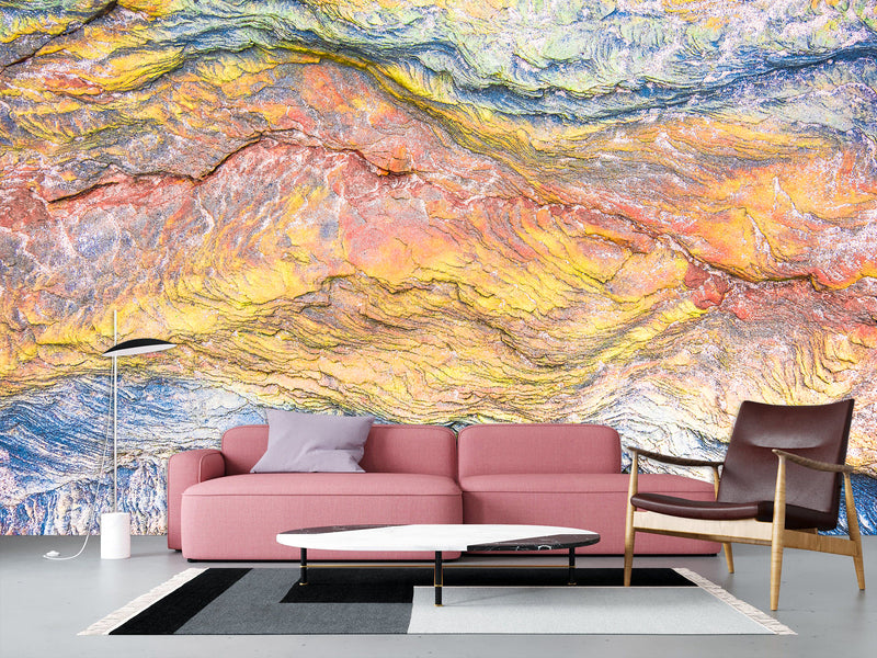 Peel and Stick 3D photo wallpaper Abstract Wall Art – Multicolored Cave-Inspired Texture