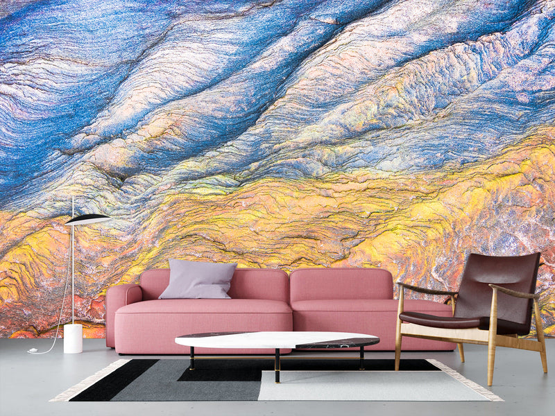 Self-Adhesive Wallpaper Mural – Abstract Art Print "Union of Yellow and Blue"