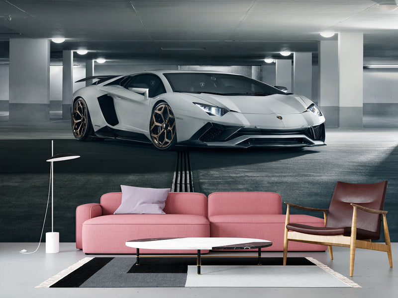 Non-Woven Wallpaper On The Wall Lamborghini Themed Wall Murals For Teen Bedroom, Kitchen, Living Room