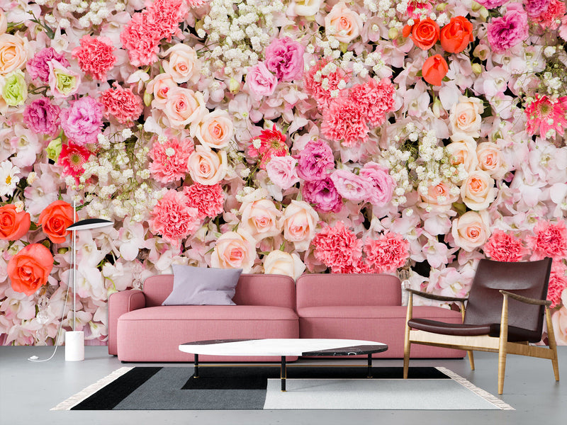Self-Adhesive Mural Full Wall Blush Rose Art for Home or Bedroom Decor