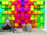Non-Wowen Wallpaper "Multicolored cubes" – Large Wall art Wallpaper for living room