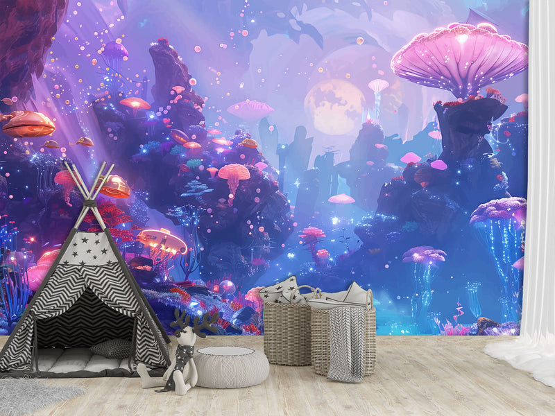 Peel & Stick Vinyl Wallpaper Kids' Room Wall Desing Mural – Fantastic Underwater World Theme