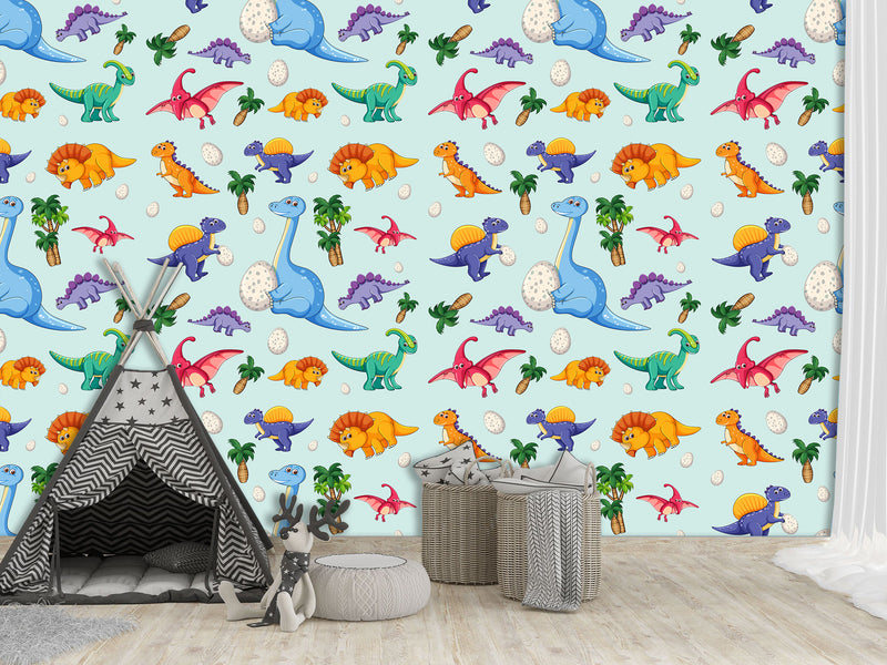 Kids Dinosaur Wallpaper For Kids – Cute Dino Print For Children’s Room Wall Decor