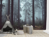 Stylish Wallpaper with Natural Print, Wall Mural for Home 'Forest in the Mist', Non-Woven Wall Mural with Design