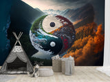 Peel and Stick Mural Full Wall Wallpaper Print For Office, Bedroom, Living Room, Lounge Area "Yin And Yang"