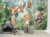 Non-Woven Traditional Wall Wallpaper for Kids' Room "Tropical Safari" – Kids's Room Decor