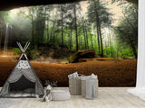 Non-Woven Mural Wallpaper Mural For Home, Office, Or Apartment Interior Decor - Art Cave View Of A Foggy Forest