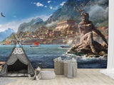 Wall mural in the kitchen, Traditional wallpaper with “Poseidon” pattern