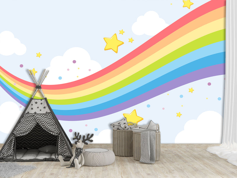 Mural for kids on the wall Self-Adhesive Wallpaper“flying rainbow”, photo wallpaper 3d with a pattern