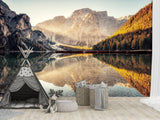 Natural Print Stunning Landscape Traditional Wall Murals for Living Room, Office, Study Full Wall Design "View of Lake Braies" 🌿