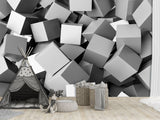 Peel and Stik Mural Wall Mural "Gray cubes" – Decor For Kid's Room Playroom