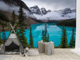 Full Wall Traditional Wallpaper "Forest And Blue Lake" – Nature Wall Mural Design For Bedroom Or Lounge