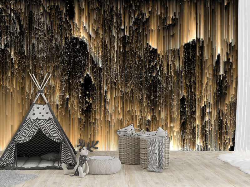 Wall mural Peel and Stick vinyl Wallpaper “Golden rain" Wallpaper for For Home decor, Bedroom