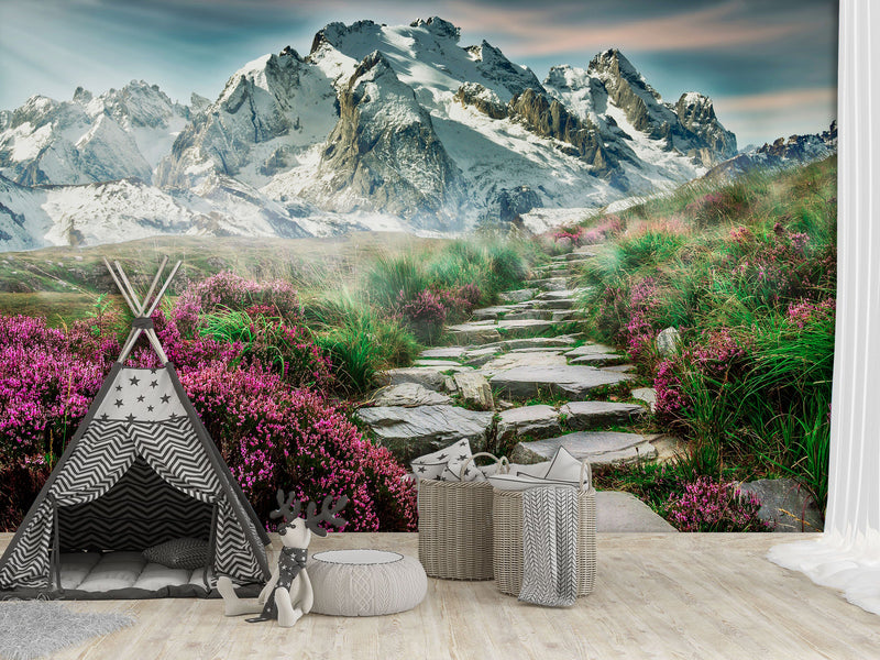 Eco-Friendly Self-Adhesive Wallpaper with "Mountain Trail" Design — Stylish Wall Decor for Your Home