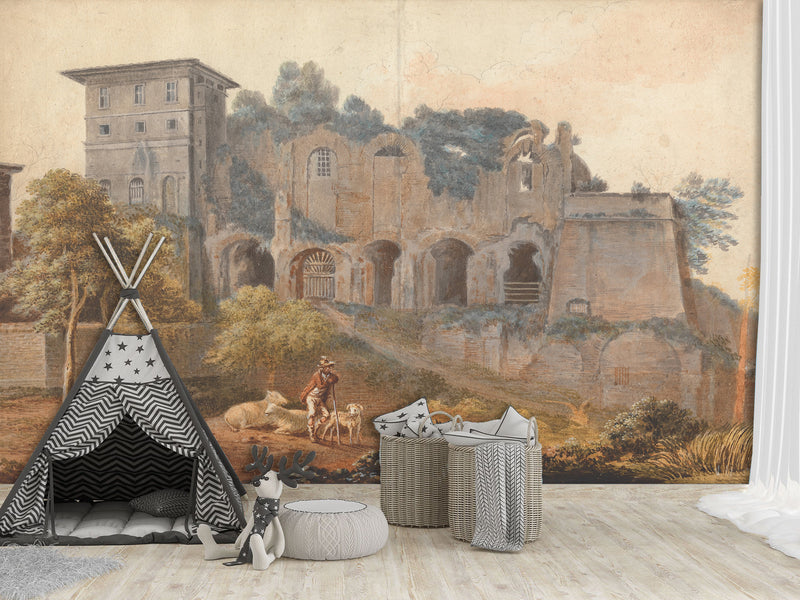 Peel and Stik Wallpaper John Warwick Smith - In the Camp Vaccinio at Rome – 3D Wall Art For Bedroom, Kitchen And Living Room