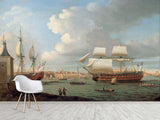 Vintage High-Quality Self-Adhesive Wall Murals for Living Room, Bedroom, and Home Office, In-House Production, Vintage Style "Sailing Era Sea Port"