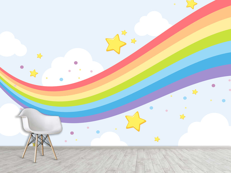 Mural for kids on the wall Self-Adhesive Wallpaper“flying rainbow”, photo wallpaper 3d with a pattern