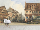 Traditional Full Wall Wallpaper – “William Wyld: A Street in Hanover” Living Room or Bedroom Print
