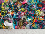 Art Print On The Wall Self-Adhesive Wallpaper "Funk Graffiti", Mural For Bedroom, Living Room, And Creative Design For Teen Room 🎨
