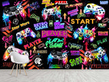 Modern Vibrant Vinyl Wallpaper Peel and Stick “Adrenaline of Victory” – Perfect for Video Game Lovers, Bedroom, Living Room, and Kids’ Room Desing