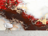 Abstract Wallpaper Red And Black Composition Bright Full Wall Traditional Mural For Office, Bedroom, Living Room