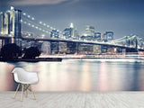 For the Stylish Home Peel and Stick Wall Mural Full Wall Landscape “Brooklyn Bridge at Night”