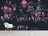 Neon City At Night – Modern Traditional Wall Mural For Interior Design 🌃