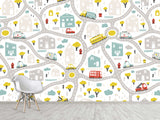 3D Non-Woven Photo Wallpaper "Children's Wall Road" – Fun Wall Mural for Kids’ Room or Study Area
