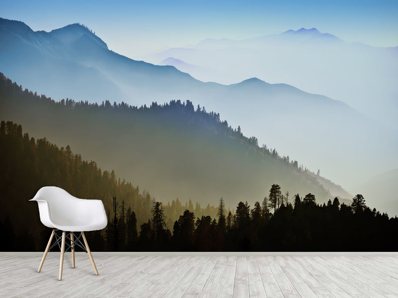 Nature-Themed Wallpapers – Full Wall Print,Peel and Stick Wall Murals for Creating Cozy Atmosphere "Mountain Silhouettes" for Living Room, Bedroom 🌄