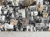 Peel and Stick vinyl Wall mural “Gangsters and the Mafia”, vintage wallpaper with images of criminal bosses" Wallpaper for For Office,  Home decor