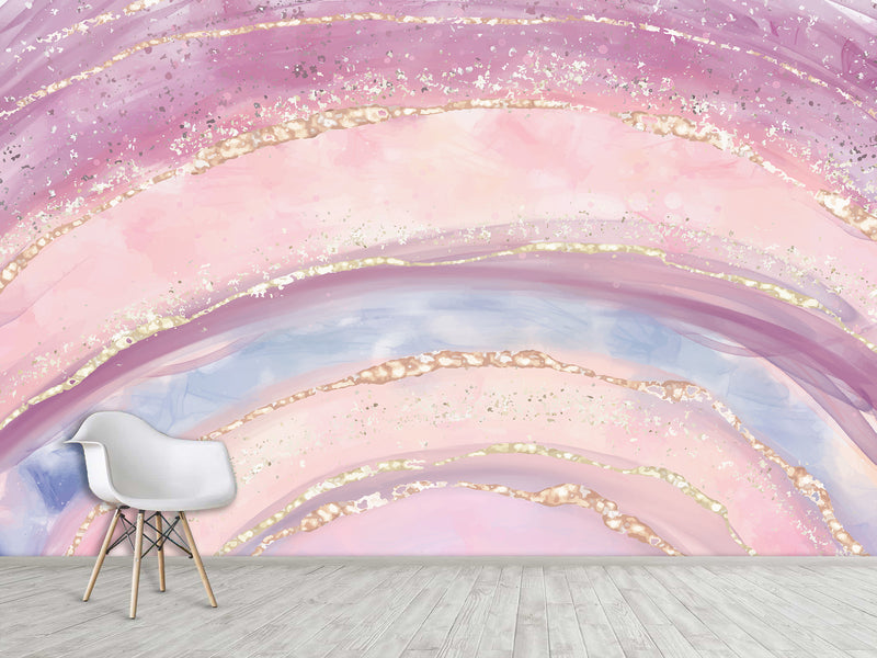 Vibrant Non-Woven Wallpaper. Abstract Modern Style Full-Wall Mural for Kids' Room, Living Room, and Bedroom "Rainbow" 🌈