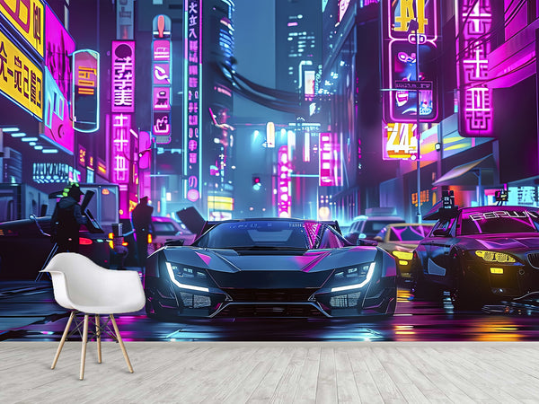 Traditional Neon Wallpaper – Urbanism "City of the Future" for Gaming Zone, Office, Living Room 🌆