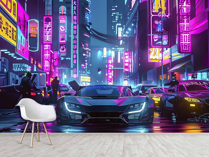 Traditional Neon Wallpaper – Urbanism "City of the Future" for Gaming Zone, Office, Living Room 🌆