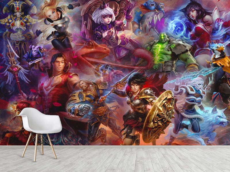 Premium Non-Woven Eco-Friendly Wall Murals – "Characters in Their Glory" Anime Style for Office or Bedroom